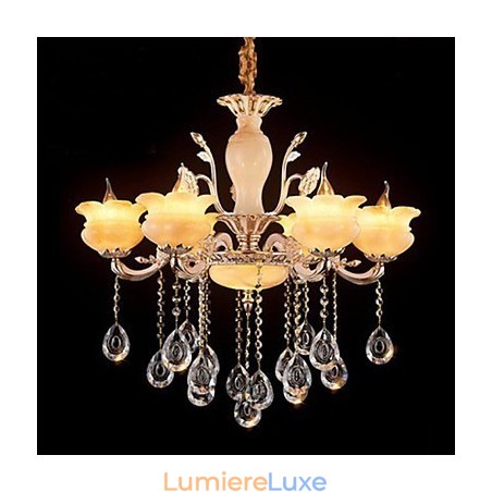 Lampe à suspension en cristal de jade Lustre de style bougie Lampe à suspension en cristal de jade Lustre de style bougie