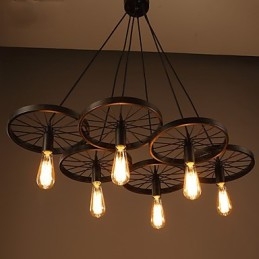 Lustre en fer forgé de style loft industriel, lustre à roulettes de café