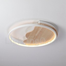 Plafonnier rond en bois blanc à intensité variable, lampe de plafond ultra-mince pouvant également être utilisée comme applique murale