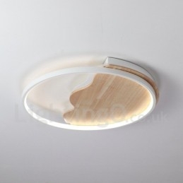 Plafonnier rond en bois blanc à intensité variable, lampe de plafond ultra-mince pouvant également être utilisée comme applique murale