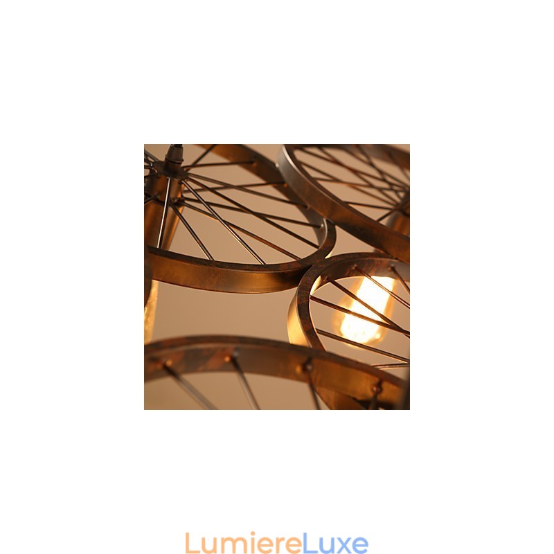 Lustre en fer forgé de style loft industriel, lustre à roulettes de café