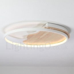 Plafonnier rond en bois blanc à intensité variable, lampe de plafond ultra-mince pouvant également être utilisée comme applique murale