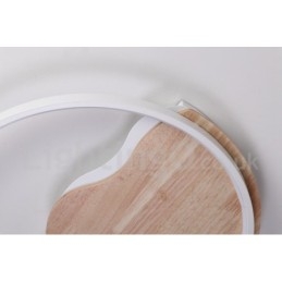 Plafonnier rond en bois blanc à intensité variable, lampe de plafond ultra-mince pouvant également être utilisée comme applique murale