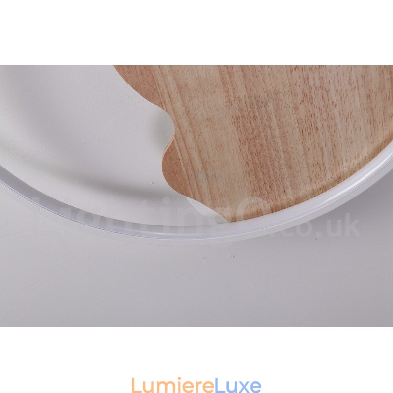 Plafonnier rond en bois blanc à intensité variable, lampe de plafond ultra-mince pouvant également être utilisée comme applique murale