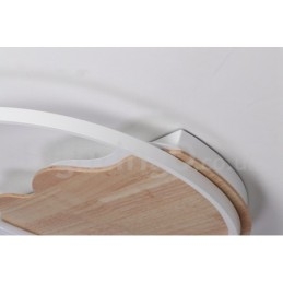 Plafonnier rond en bois blanc à intensité variable, lampe de plafond ultra-mince pouvant également être utilisée comme applique murale