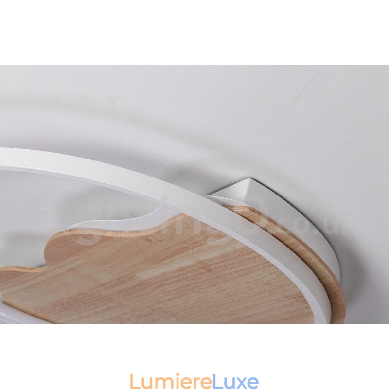 Plafonnier rond en bois blanc à intensité variable, lampe de plafond ultra-mince pouvant également être utilisée comme applique murale