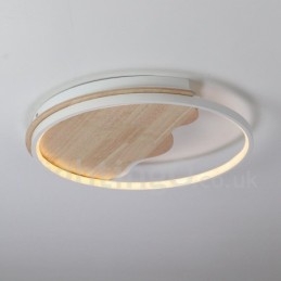 Plafonnier rond en bois blanc à intensité variable, lampe de plafond ultra-mince pouvant également être utilisée comme applique murale