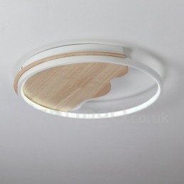 Plafonnier rond en bois blanc à intensité variable, lampe de plafond ultra-mince pouvant également être utilisée comme applique murale