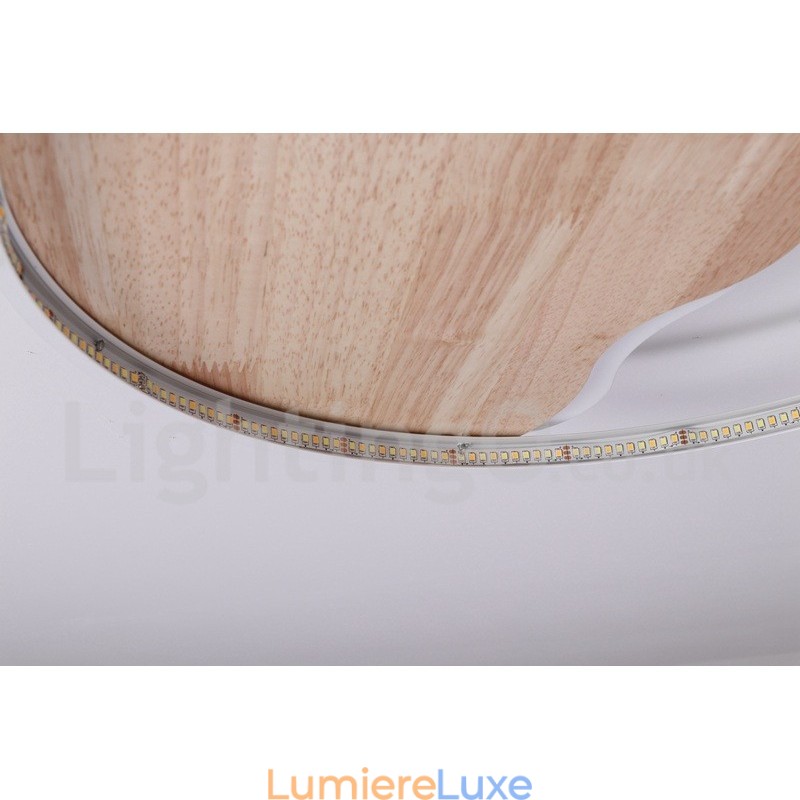 Plafonnier rond en bois blanc à intensité variable, lampe de plafond ultra-mince pouvant également être utilisée comme applique murale