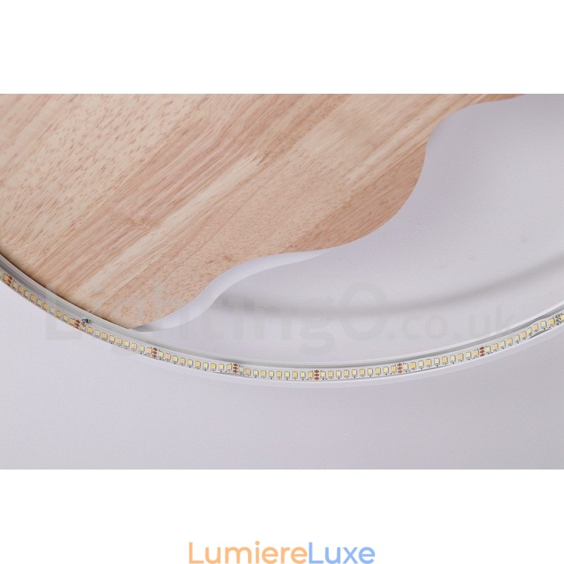 Plafonnier rond en bois blanc à intensité variable, lampe de plafond ultra-mince pouvant également être utilisée comme applique murale
