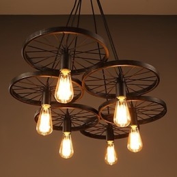 Lustre en fer forgé de style loft industriel, lustre à roulettes de café