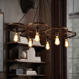 Lustre en fer forgé de style loft industriel, lustre à roulettes de café