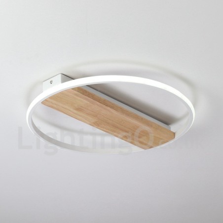 Plafonnier rond en bois blanc à intensité variable, lampe de plafond ultra-mince pouvant également servir d'applique murale Plafonnier rond en bois blanc à intensité variable, lampe de plafond ultra-mince pouvant également servir d'applique murale