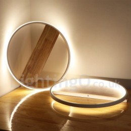 Plafonnier rond en bois blanc à intensité variable, lampe de plafond ultra-mince pouvant également servir d'applique murale