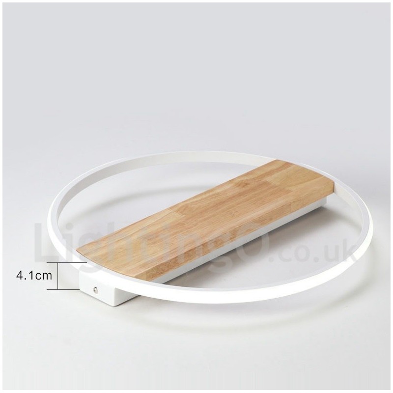 Plafonnier rond en bois blanc à intensité variable, lampe de plafond ultra-mince pouvant également servir d'applique murale