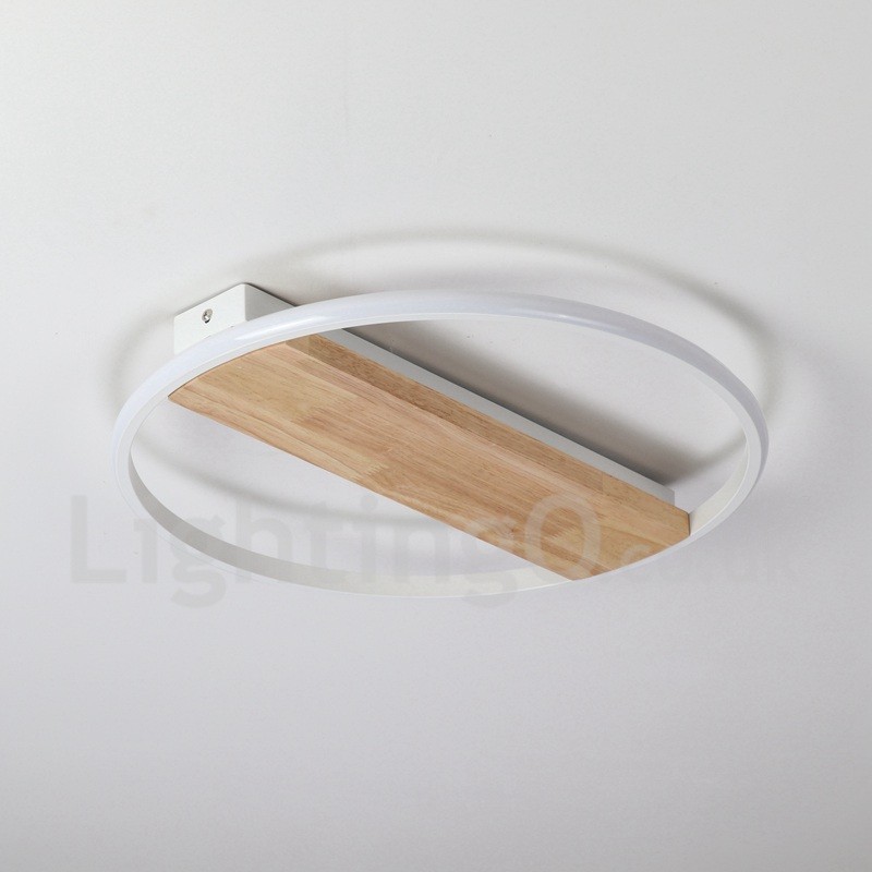 Plafonnier rond en bois blanc à intensité variable, lampe de plafond ultra-mince pouvant également servir d'applique murale