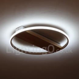 Plafonnier rond en bois blanc à intensité variable, lampe de plafond ultra-mince pouvant également servir d'applique murale