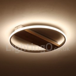 Plafonnier rond en bois blanc à intensité variable, lampe de plafond ultra-mince pouvant également servir d'applique murale