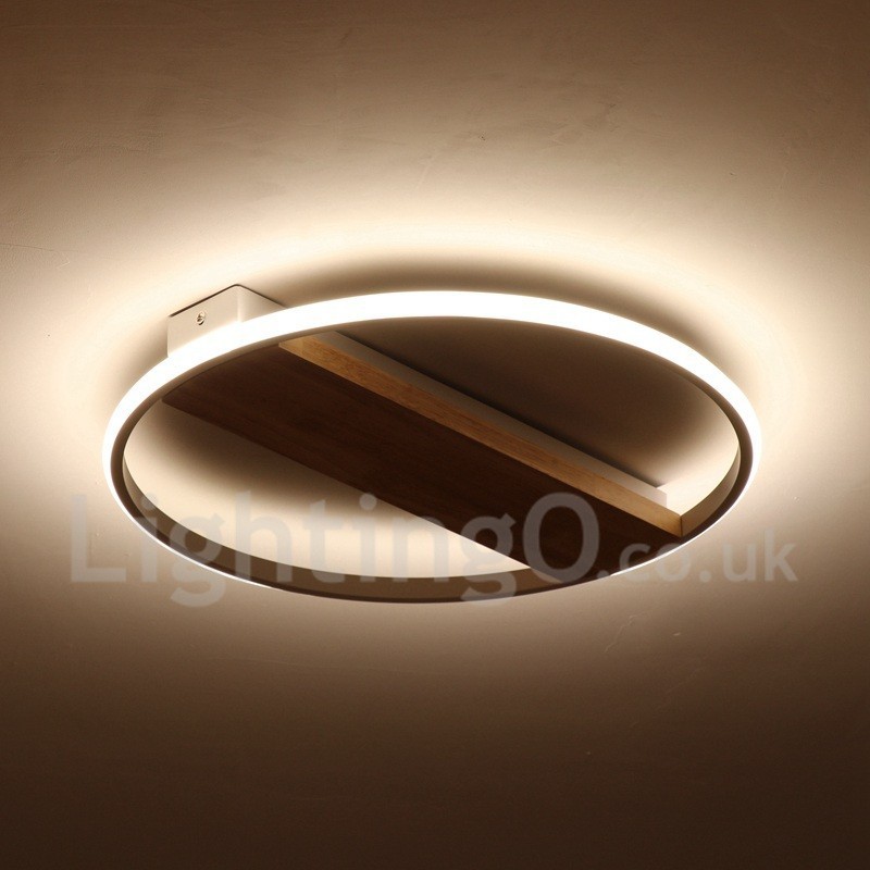 Plafonnier rond en bois blanc à intensité variable, lampe de plafond ultra-mince pouvant également servir d'applique murale