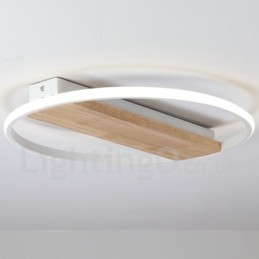 Plafonnier rond en bois blanc à intensité variable, lampe de plafond ultra-mince pouvant également servir d'applique murale