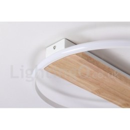 Plafonnier rond en bois blanc à intensité variable, lampe de plafond ultra-mince pouvant également servir d'applique murale