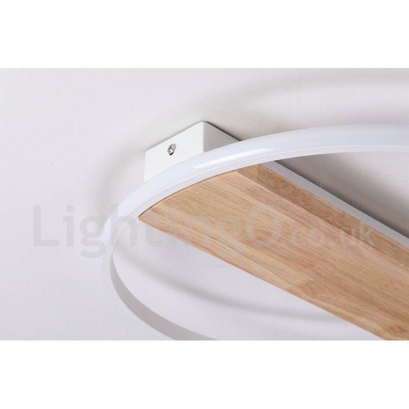Plafonnier rond en bois blanc à intensité variable, lampe de plafond ultra-mince pouvant également servir d'applique murale