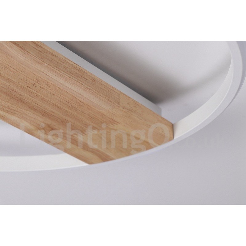 Plafonnier rond en bois blanc à intensité variable, lampe de plafond ultra-mince pouvant également servir d'applique murale