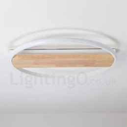 Plafonnier rond en bois blanc à intensité variable, lampe de plafond ultra-mince pouvant également servir d'applique murale