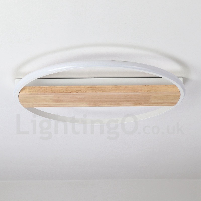 Plafonnier rond en bois blanc à intensité variable, lampe de plafond ultra-mince pouvant également servir d'applique murale