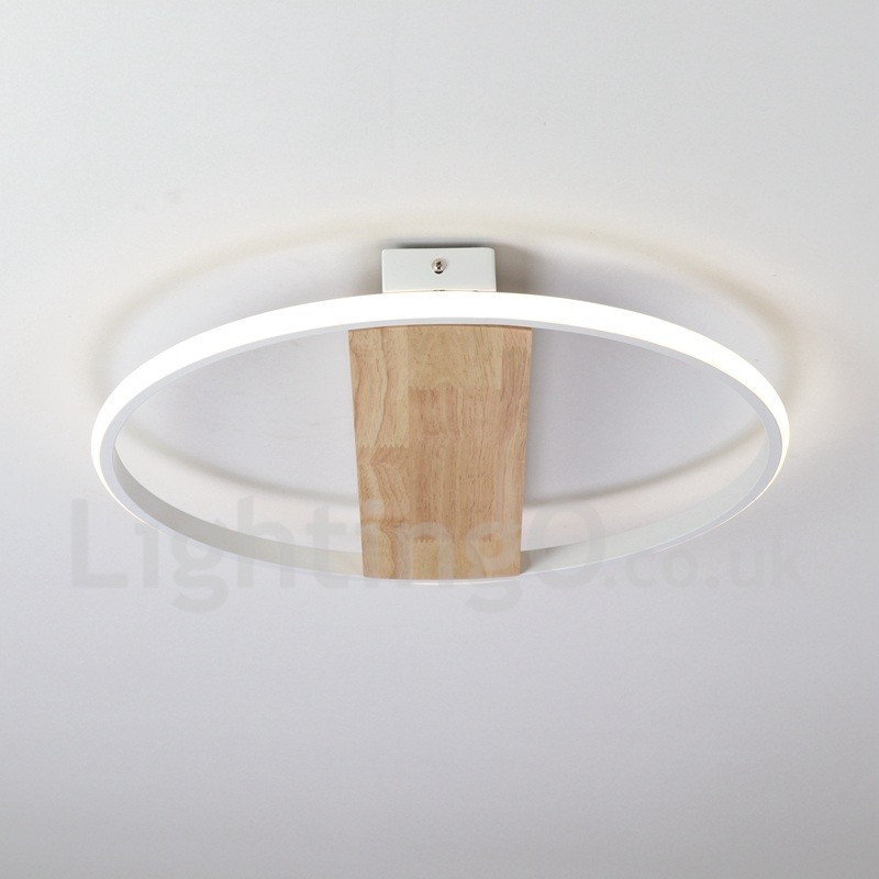Plafonnier rond en bois blanc à intensité variable, lampe de plafond ultra-mince pouvant également servir d'applique murale