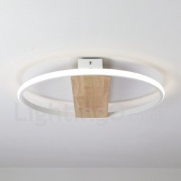 Plafonnier rond en bois blanc à intensité variable, lampe de plafond ultra-mince pouvant également servir d'applique murale