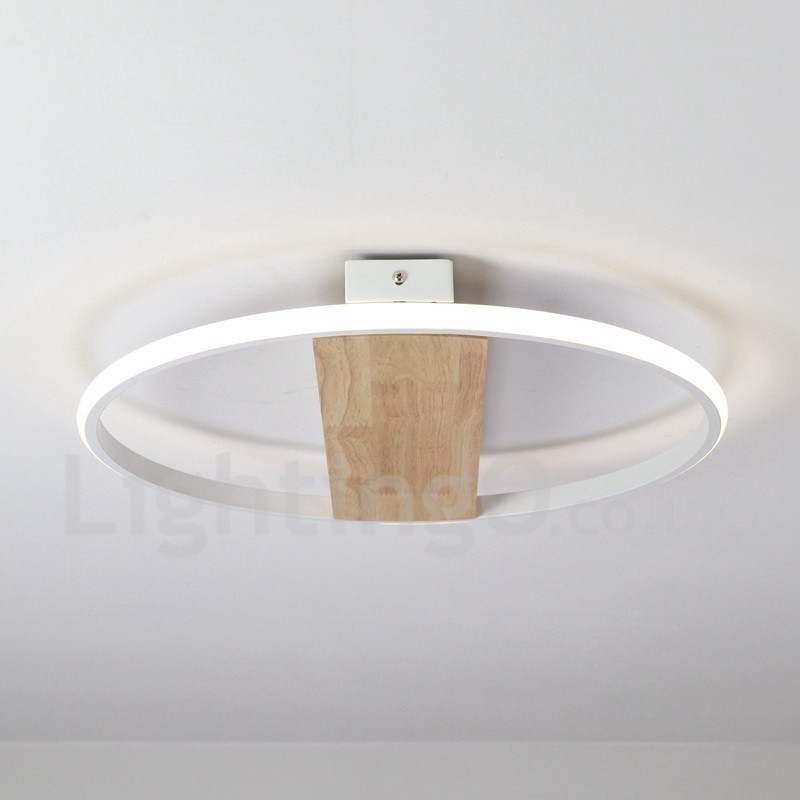 Plafonnier rond en bois blanc à intensité variable, lampe de plafond ultra-mince pouvant également servir d'applique murale