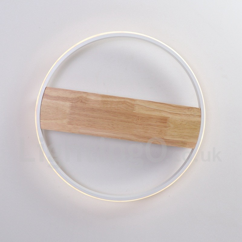 Plafonnier rond en bois blanc à intensité variable, lampe de plafond ultra-mince pouvant également servir d'applique murale