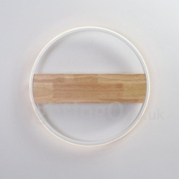 Plafonnier rond en bois blanc à intensité variable, lampe de plafond ultra-mince pouvant également servir d'applique murale