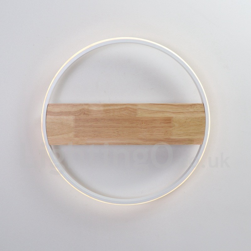 Plafonnier rond en bois blanc à intensité variable, lampe de plafond ultra-mince pouvant également servir d'applique murale