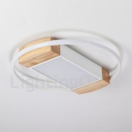 Plafonnier rond en bois blanc à intensité variable, lampe de plafond ultra-mince pouvant également servir d'applique murale