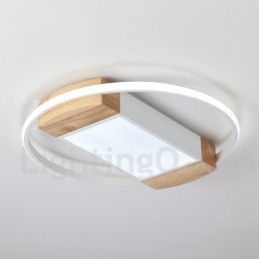 Plafonnier rond en bois blanc à intensité variable, lampe de plafond ultra-mince pouvant également servir d'applique murale
