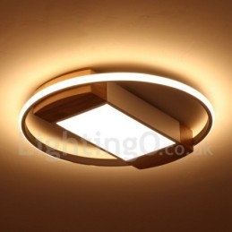 Plafonnier rond en bois blanc à intensité variable, lampe de plafond ultra-mince pouvant également servir d'applique murale