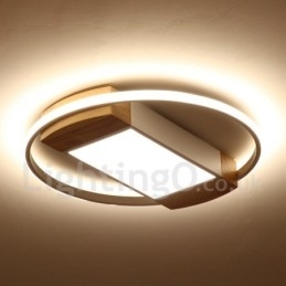 Plafonnier rond en bois blanc à intensité variable, lampe de plafond ultra-mince pouvant également servir d'applique murale