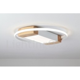 Plafonnier rond en bois blanc à intensité variable, lampe de plafond ultra-mince pouvant également servir d'applique murale