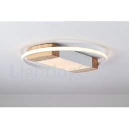 Plafonnier rond en bois blanc à intensité variable, lampe de plafond ultra-mince pouvant également servir d'applique murale