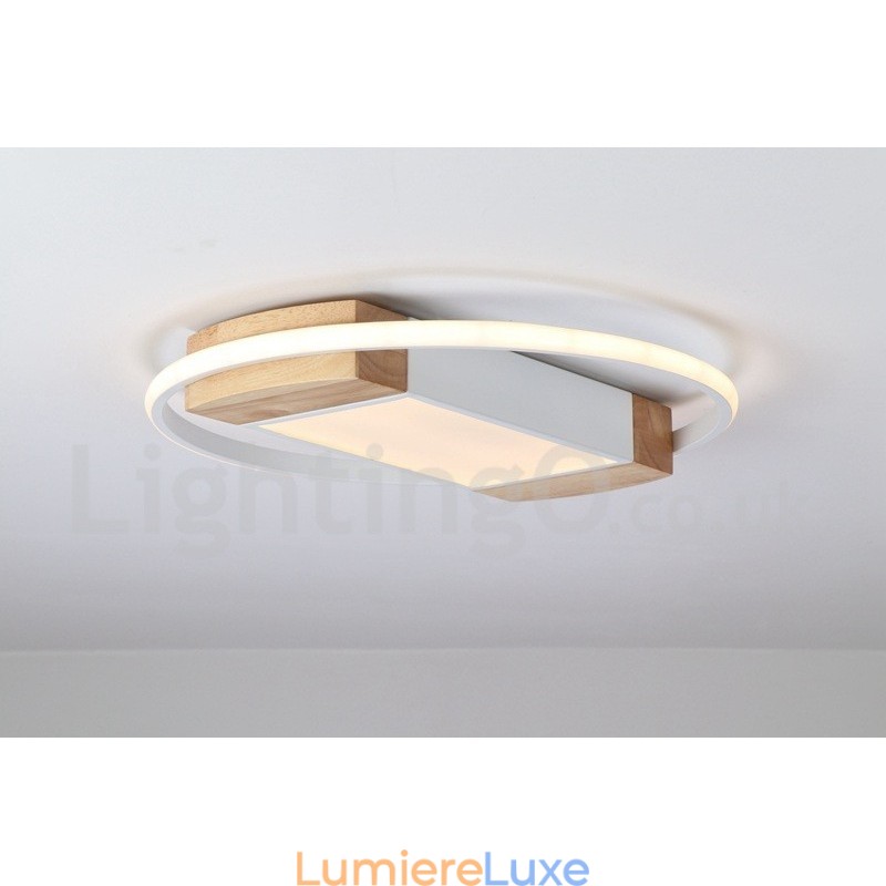 Plafonnier rond en bois blanc à intensité variable, lampe de plafond ultra-mince pouvant également servir d'applique murale