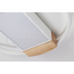 Plafonnier rond en bois blanc à intensité variable, lampe de plafond ultra-mince pouvant également servir d'applique murale