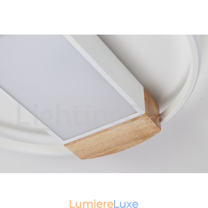 Plafonnier rond en bois blanc à intensité variable, lampe de plafond ultra-mince pouvant également servir d'applique murale