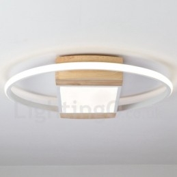 Plafonnier rond en bois blanc à intensité variable, lampe de plafond ultra-mince pouvant également servir d'applique murale