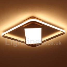 Plafonnier carré en bois blanc à intensité variable, lampe de plafond ultra-mince pouvant également servir d'applique murale