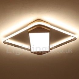 Plafonnier carré en bois blanc à intensité variable, lampe de plafond ultra-mince pouvant également servir d'applique murale