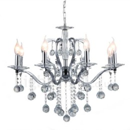 Lustre bougie en cristal élégant chromé