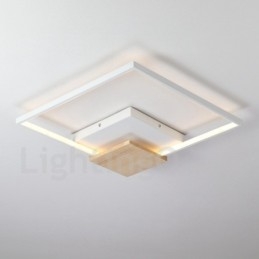 Plafonnier carré en bois blanc à intensité variable, lampe de plafond ultra-mince pouvant également servir d'applique murale