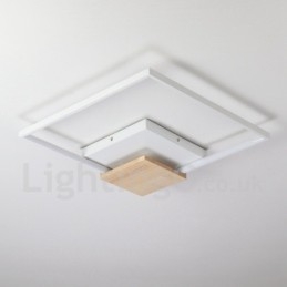 Plafonnier carré en bois blanc à intensité variable, lampe de plafond ultra-mince pouvant également servir d'applique murale